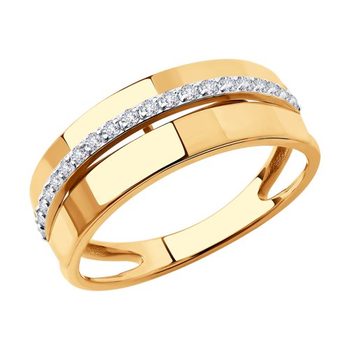 Кольцо, золото, фианит, 018771